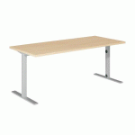 BUREAU DROIT OPTYMA L 180 CM PLATEAU CHÊNE PIEDS FINITION ALUMINIUM