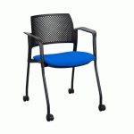 FAUTEUIL À ROULETTES SIMONE - DOSSIER POLYPROPYLENE - TISSU BLEU