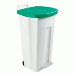 POUBELLE AGROALIMENTAIRE BLANCHE A PEDALE 90L/ COUVERCLE VERT - ROSSIGNOL PRO