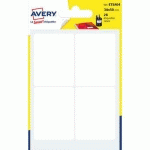 ETIQUETTES ADHESIVES  PERMANENTES AVERY - POUR ECRITURE MANUELLE - 38 X 50 MM - BLANC - SACHET DE 28