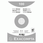 FICHE BRISTOL 210 X 148 MM QUADRILLÉE 5 X 5 BLANCHE NON PERFORÉE EXACOMPTA - BOÎTE DE 100