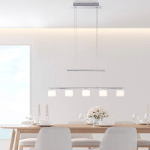 PAUL NEUHAUS SUSPENSION LED HYDRA, COULEUR ACIER, VERRE, 80CM
