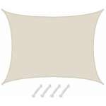 6X5 VOILE D'OMBRAGE ETANCHE TOILE OMBRAGE RECTANGULAIRE VOILE RECTANGLE OMBRAGE - BEIGE