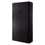 ARMOIRE POLYSTYRÈNE EASYOFFICE - A RIDEAUX - L. 110 X H. 204  CM - CORPS NOIR  - RIDEAUX NOIR