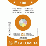 FICHE BRISTOL 148 X 210 MM QUADRILLÉE 5 X 5 COULEURS ASSORTIES PERFORÉE EXACOMPTA - BOÎTE DE 100