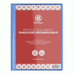 LOT DE 5 - PROTÈGE-DOCUMENTS BRUNEAU POLYPROPYLÈNE TRANSLUCIDE PERSONNALISABLE A4 10 POCHETTES - 20 VUES - BLEU