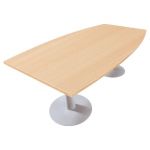 TABLE TONNEAU ACTUAL L. 200 X 100 CM - PLATEAU HÊTRE - PIÈTEMENT TULIPE ALUMINIUM