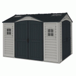 ABRI DE JARDIN PVC APEX + KIT DE FONDATION - KIT 2 FENÊTRE - 2 PUITS DE LUMIÈRE - 8,05 M² DURAMAX
