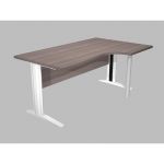 BUREAU COMPACT PRONTO PRESTIGE- RETOUR À DROITE L.160 X P.100 CM - PLATEAU CENDRE - PIEDS L BLANC