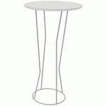 MANGE DEBOUT CYCLO Ø 60 CM PLATEAU BLANC PIÈTEMENT GRIS
