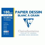 POCHETTE 12 FEUILLES PAPIER DESSIN BLANC A4 CLAIREFONTAINE À GRAIN 180 G
