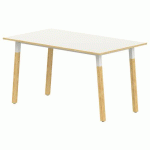 TABLE 4 PIEDS INCL. MÉTAL/BOIS 200X80 T5 STRAT ABS BLANC/ALU