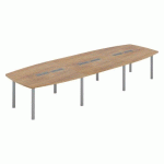 TABLE MODULABLE BELEM L 420 X P 140 CM -16 PERSONNES CHÊNE NATUREL/ALUMINIUM