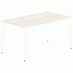 TABLE RÉUNION LORI 140 X 80 CM PLATEAU ACACIA PIED BLANC - MBA