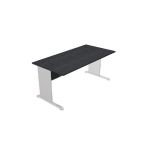 BUREAU DROIT PRONTO - L.120 X P.80 CM - PLATEAU NOIR - PIEDS L ALUMINIUM