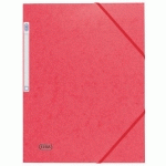 LOT DE 10 - CHEMISE À ÉLASTIQUE 3 RABATS CARTE EUROFOLIO OXFORD 24,5 X 32 CM DOS 2 CM ROUGE