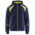 SWEAT ZIPPÉ À CAPUCHE MARINE/JAUNE FLUORESCENT TAILLE 4XL - BLAKLADER