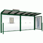 ABRI BUS VENISE 5 M 1 VITRINE 1 BARDAGE LATÉRAL VERT 6005 - PROCITY