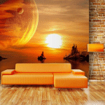 ARTGEIST - PAPIER PEINT COUCHER DE SOLEIL FANTASTIQUE - 200 X 154 CM - NOIR ET ORANGE