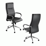 FAUTEUIL DE BUREAU STRIO CUIR - AVEC ACCOUDOIRS, APPUI-TÊTE - MÉCANISME BASCULANT AXE DÉCALÉ - PIED ALUMINIUM