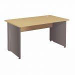 BUREAU DROIT ACTIVITY - L. 140 X P. 80 CM - PLATEAU POIRIER - PIEDS PLEINS 'ANTHRACITE'