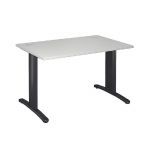 BUREAU DROIT IMEDIA - L. 120 X P. 80 CM - PLATEAU GRIS - PIEDS ANTHRACITE