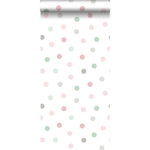 PAPIER PEINT À MOTIF DE PETITS POINTS - 0,53 X 10,05 M DE ESTAHOME ROSE, VERT ET GRIS