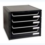 EXACOMPTA MODULE DE CLASSEMENT 4 TIROIRS BIGBOX EXABURO NOIR/ARGENT 100% RECYCLÉ CERTIFIÉ ANGE BLEU