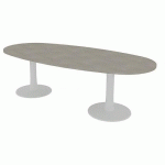 TABLE DE RÉUNION PLATEAU OVALE L.240 BÉTON 2 PIEDS - QUADRIFOGLIO