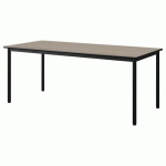TABLE MALIBU 180X80 T5 4P ST ANTIB CHÊNE 1146/NOIR NOIR 9005