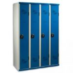 ACIAL VESTIAIRE MONOBLOC GRIS PORTES BLEU SEAMLINE OPTIMUM INDUSTRIE PROPRE 4 CASES