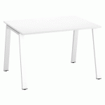 BUREAU DROIT ECLA BLANC L 120 X P 80 CM PIÈTEMENT MÉTAL FINITION BLANC