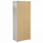 MEUBLE HAUT ACTIVITY 2 PORTES HAUTES - H. 180 X L. 80 X P. 45 CM - CORPS BLANC - COLORIS DES PORTES : POIRIER.