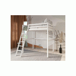 PACK LIT MEZZANINE 2 PLACES TED + MATELAS  BLANC 140X190 CM