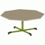 TABLE BANDANA OCT. Ø120 T2 PC STR POLY. HM. BEIGE/VERT AC - MOBIDECOR