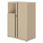 ARMOIRE MI-HAUTE BOIS PORTES BATTANTES H 114 X L 81 CM ONYX CHÊNE CLAIR