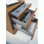 BUREAU RETOUR À DROITE SUR CAISSON L 180 X P 90 CM PLATEAU ET RETOUR NOYER PIÈTEMENT PLEIN ESSENZZA