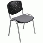 CHAISE PRISMA PIÈTEMENT ALU DOSSIER NOIR ASSISE GRIS