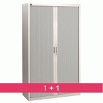 PACK ARMOIRES À RIDEAUX BRUNEAU H 200 CM CORPS GRIS CLAIR RAL 7035 / PORTES ALUMINIUM - 1 ACHETÉE = 1 OFFERTE DE MÊME COLORIS