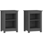 TABLES DE CHEVET 2 PCS GRIS 40X35X55 CM BOIS DE PIN SOLIDE