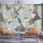 ARTGEIST - PAPIER PEINT PUZZLE GÉOMÉTRIQUE - 150 X 105 CM - GRIS ET VERT