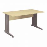 BUREAU DROIT ACTIVITY MÉTAL - L. 140 X P. 80 CM - PLATEAU HÊTRE - PIEDS L 'ANTHRACITE'
