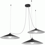 COLOMBO SUSPENSION, 3XE27, MAX 42W, MÉTAL, NOIR MAT/FEUILLE ARGENT, D.40CM 40 NOIR/FEUILLE D'ARGENT - NOIR/FEUILLE D'ARGENT - LUMICOM