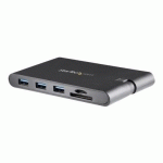 STARTECH.COM ADAPTATEUR MULTIPORT USB-C - MINI DOCK USB TYPE C AVEC 4K HDMI OU 1080P VGA - 100W POWER DELIVERY PASSTHROUGH, HUB 3X USB 3.0, GBE, SD & MICROSD - STATION D