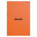 LOT DE 5 - BLOC DE BUREAU RHODIA 21 X 31,8 CM AGRAFÉ ORANGE N°20 - GRANDS CARREAUX - 80 FEUILLES PERFORÉES
