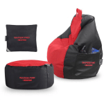 PACK GAMER ROUGE : POUF GAMER PRO + REPOSE-PIEDS + COUSSIN HAPPERS PACK GAMER PRO ROUGE - ROUGE