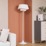 LINDBY LAMPE SUR PIED ERYNDOR, BLANC, TEXTILE, Ø 47 CM, E27