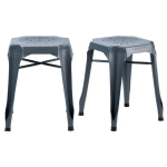 LOT 2 TABOURETS MÉTAL GRIS AVEC PERFORATIONS SUR L'ASSISE - METALICA