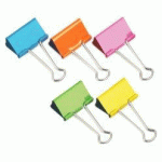PINCES DOUBLE CLIP 32 MM COULEURS ASSORTIES - BOITE DE 10