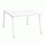 PÔLE DE 2 BUREAUX ECLA BLANC L 120 X P 60 CM PIÈTEMENT MÉTAL FINITION BLANC